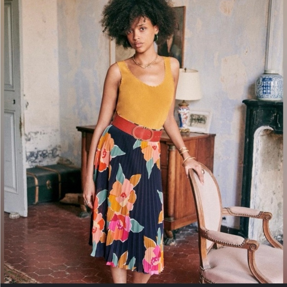 Sezane Dino Skirt in Flower Ink - size 40